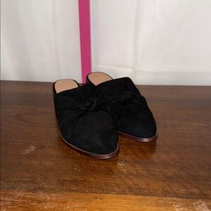Anthropologie Black Suede Knotted Mules